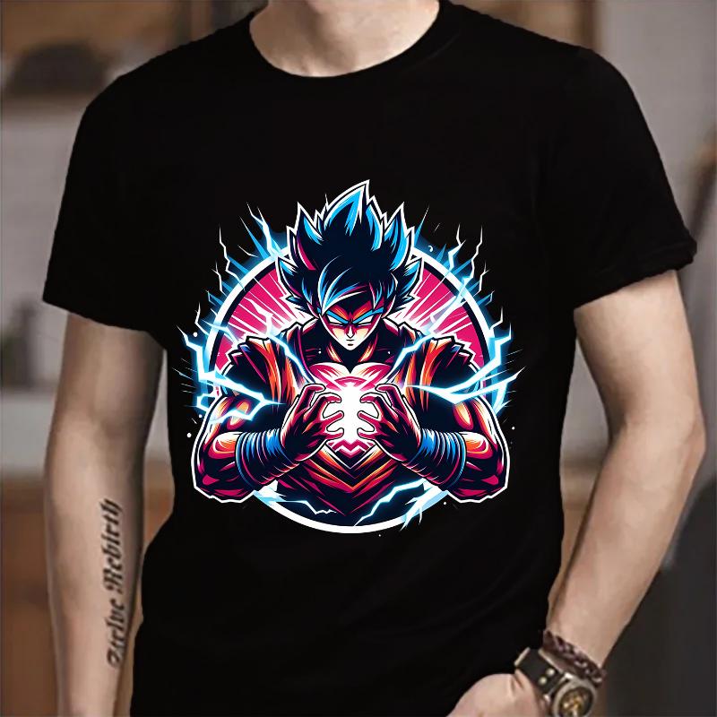 

Футболка Dragon Ball Goku Мода для дорослого чоловіка Аніме одяг Унісекс Круглий комір Короткий рукав Модна Чорна Бавовняна Футболка Топ Подарунок 3XL
