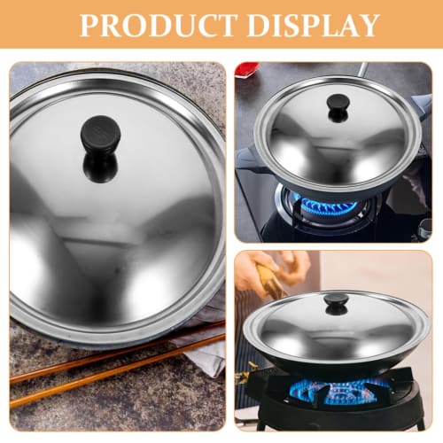 Veemoon Rustfritt Stållokk, Varmebestandig, Forhindrer Sprut under Matlaging, Ideelt for Hjemme- og Utendørsbruk