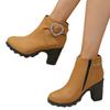 Large Size Leather Boots High Heel Short Boots Children's Heel Round Head Side Zipper Martin Boots