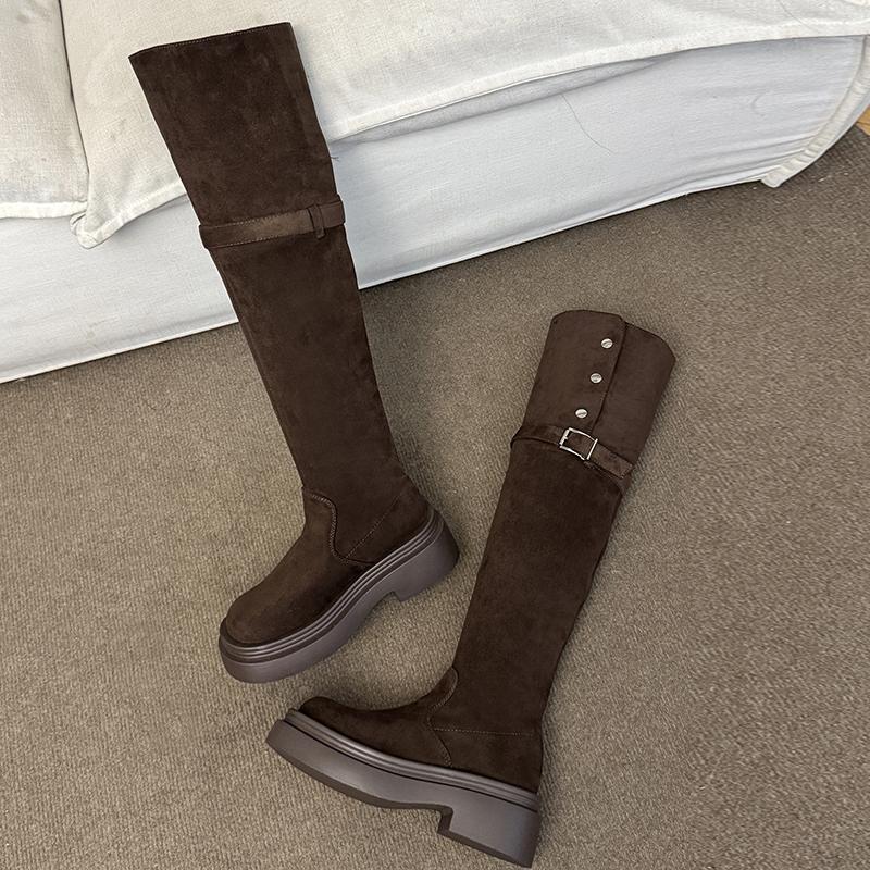 Fashion Women High Boots Flats New Fashion Party Shoes 2025 Winter Elegant Goth Retro Knee High Chelsea Boots Dress Brand Woman Botas