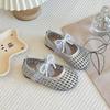 Spring 2026 Baby Girl Bow Princess Walker Shoes - Hollow Weave Leather