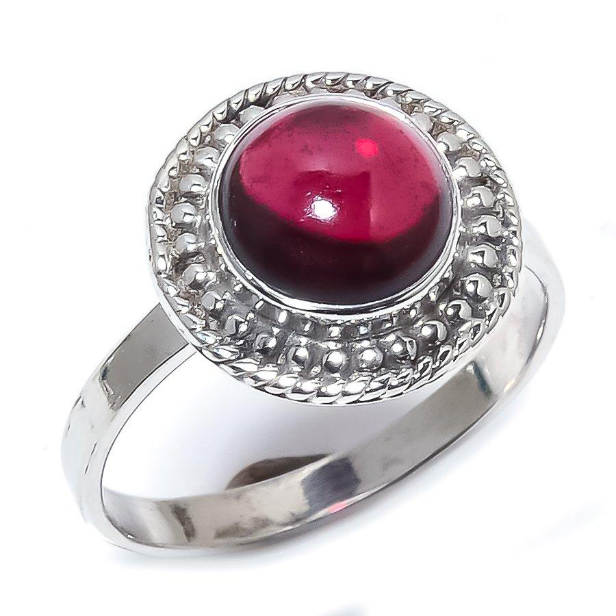 Pierre précieuse Grenat Naturel Fait Main Argent Sterling Massif 925 Bijou Bague S.9 n5I47
