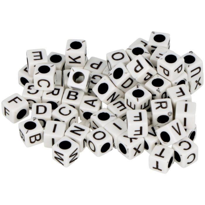 Perles alphabet - Carré - Noir et Blanc - 6 mm - 300 pcs