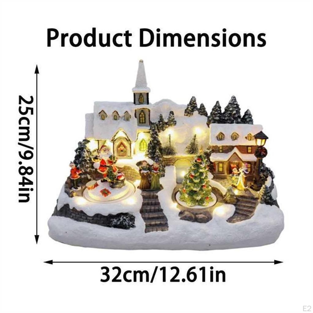 Scene Figurine Christmas Decoration Ornament Gift Artwork Collectible Buildings Lighted up for