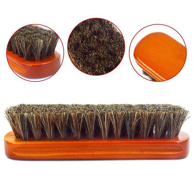 Premium Beech Wood Horsehair Shoe Brush for Leather Care