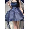 Camisole Dress with Double Tulle Plus Princess Mori Dreamy Cosplay Navy Blue and Voluminous Princess Halloween Costume Party [SSUPTEMBER2]