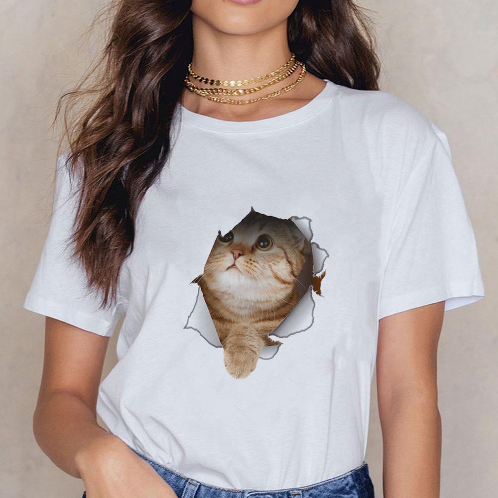 Black Cats Shirt Women with Cat Tshirt Kitten Pretty Little Thing Cute Oversized Funny Female Trendy Short Sleeve Summer Top