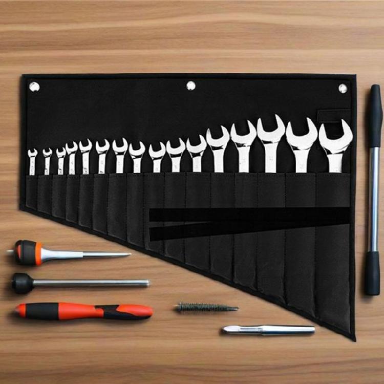 Organized Tool Pouch Reinforced 600D Cloth Fabric For Long Lasting Durability Wrench Roll Organizer Bag