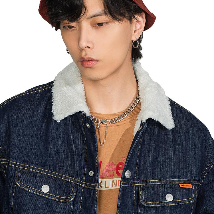 Lee FW22 Faux Shearling Rider Denim Single-Breasted Cotton Jacket Men jackets LMT0040113HH00F898L00
