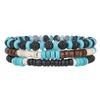 Handmade beaded volcanic stone turquoise bracelet men's retro multi-layer elastic stacked wooden bead coconut shell bracelet non-fading