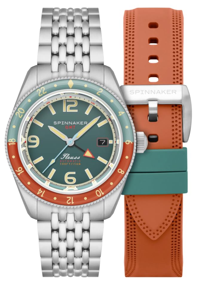 

Fluss GMT Automatic Automatic 15 ATM Water Sapphire Green [SPINNAKER] Watch, Winding, Resistant, Crystal, Dial, SP-5120-33, Men s [Used] зелений