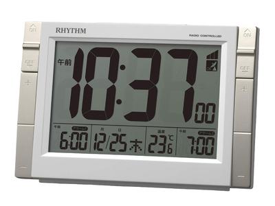 RHYTHM Alarm Clock Radio Clock Electronic Sound Alarm Temperature Calendar with Light 8RZ223SR03