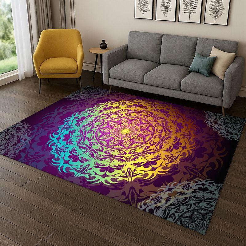 Bohemia Mandala Magic Flower Yoga Carpet Rug for Bedroom Living Room Sofa Playroom Doormat Home Decor,Kid Game Area Rug Non-slip
