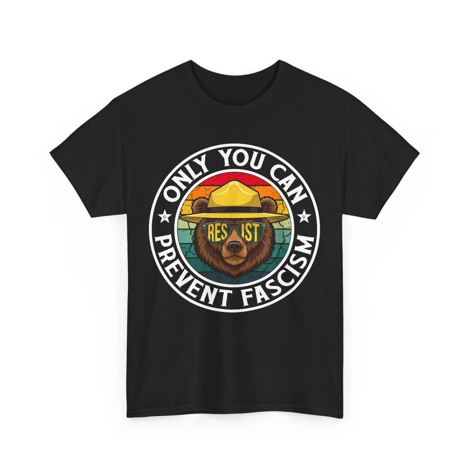 National Parks SupporT shirt, Only You Can Prevent Fascism Bear Resist T shirt XL