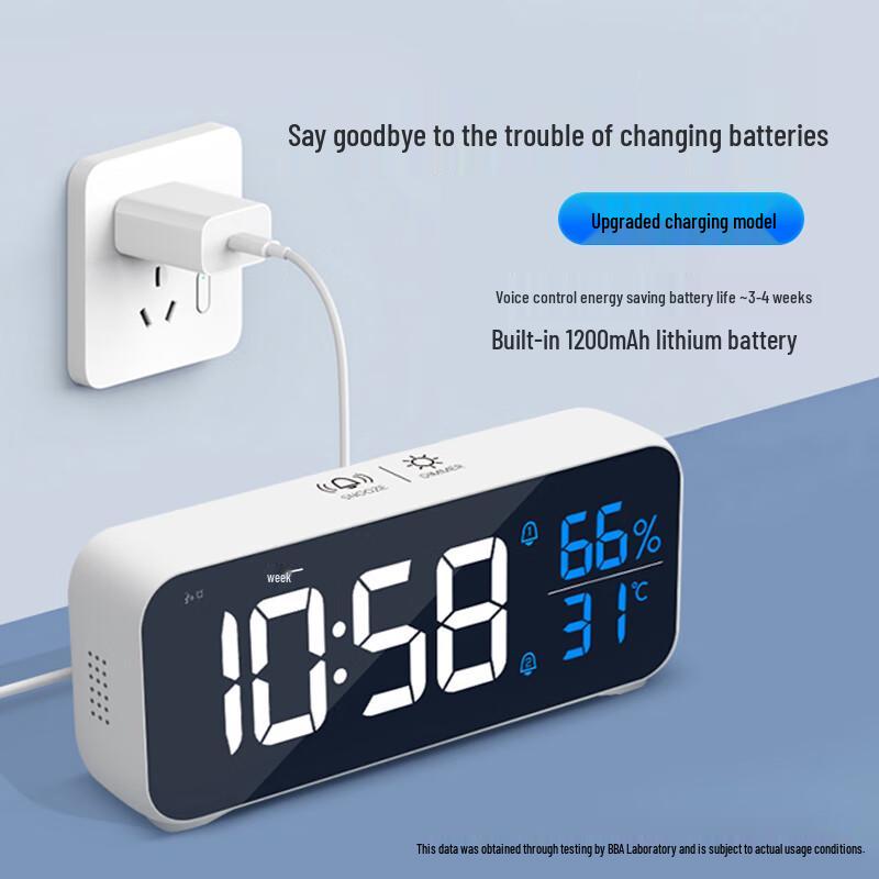 MaShi Smart LED Digital Alarm Clock with Temperature & Humidity