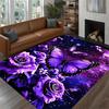 Purple Flowers and Butterflies Printing Large Rug Soft Room Carpet Floor Mat Sofa Bedroom Home Easy Clean Decor Very Beautiful