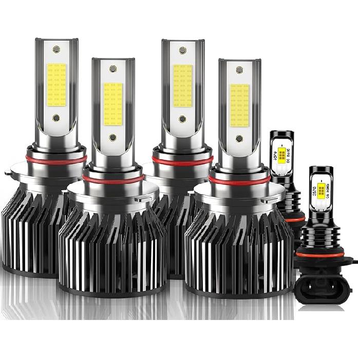 Compatible For Chevy Silverado 1500 2500HD 2007 2008 2009 2010 2011 2012 2013 2014 2015 Bulbs, 9005 H11 High/Low Beam With 5202 Fog Light Bulbs, 600%