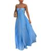 Women's Sweet Sexy Solid Color Pleated Hem Strapless Bustier Midi Dress  European American Style