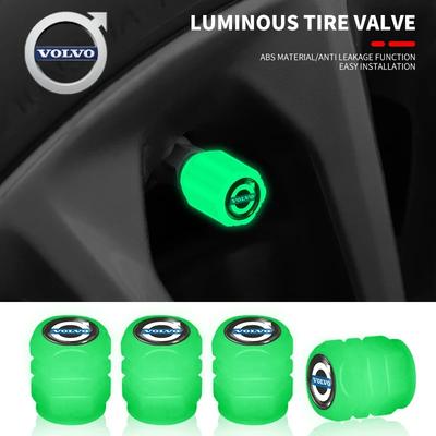 For New 4Pcs Car Luminous Tire Valve Cap Wheel Nozzle Night Glowing Caps For Volvo V60 XC60 XC90 S60 XC40 V40 S80 T6 V90 E HL9