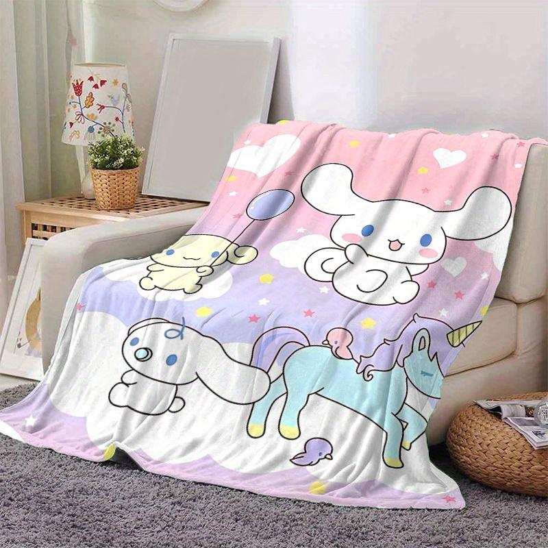 1pc, Sanrio Adorable Unicorn and Bunny Home Decor Blanket: Perfect Gift for Bedroom, Living Room, Travel, Camping, Car, Beach, Office Nap, Cozy Flanne