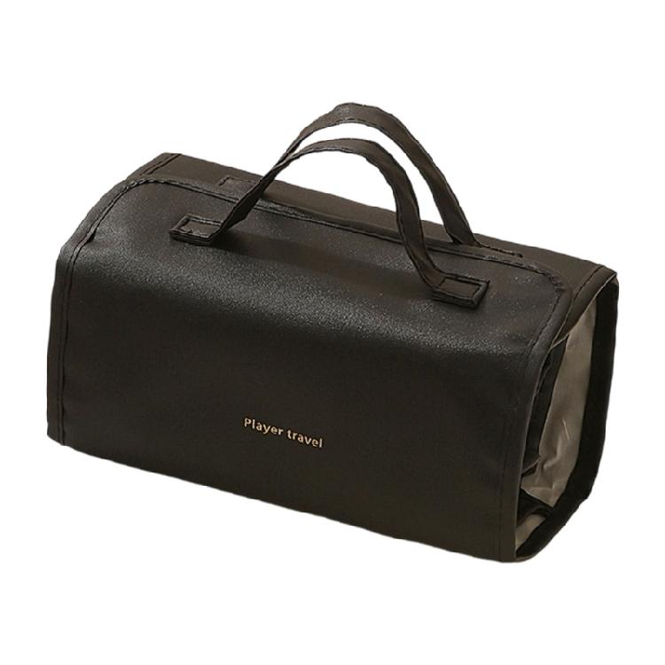 

Stylish Waterproof Makeup Pouch With Adjustable Interior Space For Organizing Skincare And Accessories чорний