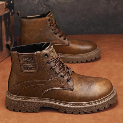 Martin Boots Men's 2025 New Medium-top Thick-soled Leather Tooling Boots Men's Casual Versatile Non-slip Men's Winter Boots