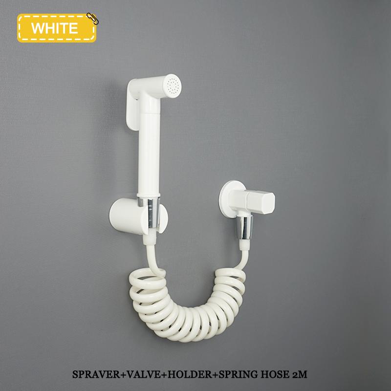 Set Bidet Portatile con Doccetta a Mano Montaggio a Parete Bianco Pistola a Spruzzo Doccia Portatile Rubinetto Risciacquo ad Alta Pressione Spruzzatore Accessori Bagno