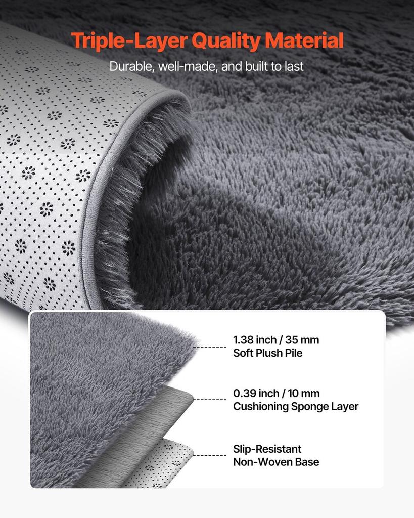 Indoor Plush Area Rugs, 2.44 X 3.05m Soft Plush Carpet, Furry Shag Area Rugs for Living Room, Bedroom, Sunroom, Modern Home Decor Aesthetic,