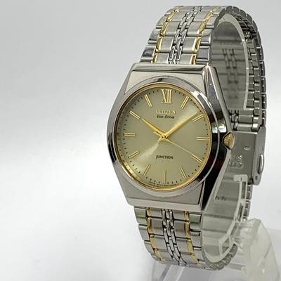 Used 346 [Cleaned] Working Item CITIZEN Men's Watch Citizen Eco-Drive JUNCTION Solar Type Gold GOLD Date Popular