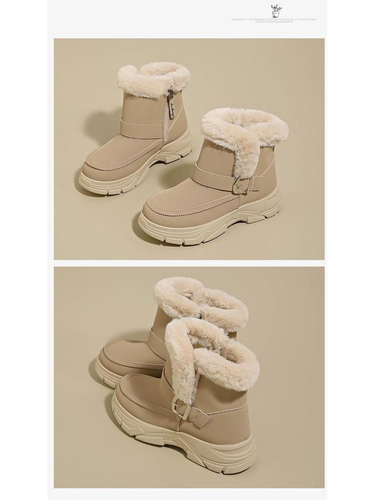 Women's Thick-Soled Non-Slip Winter Snow Boots with Plush Velvet Lining
