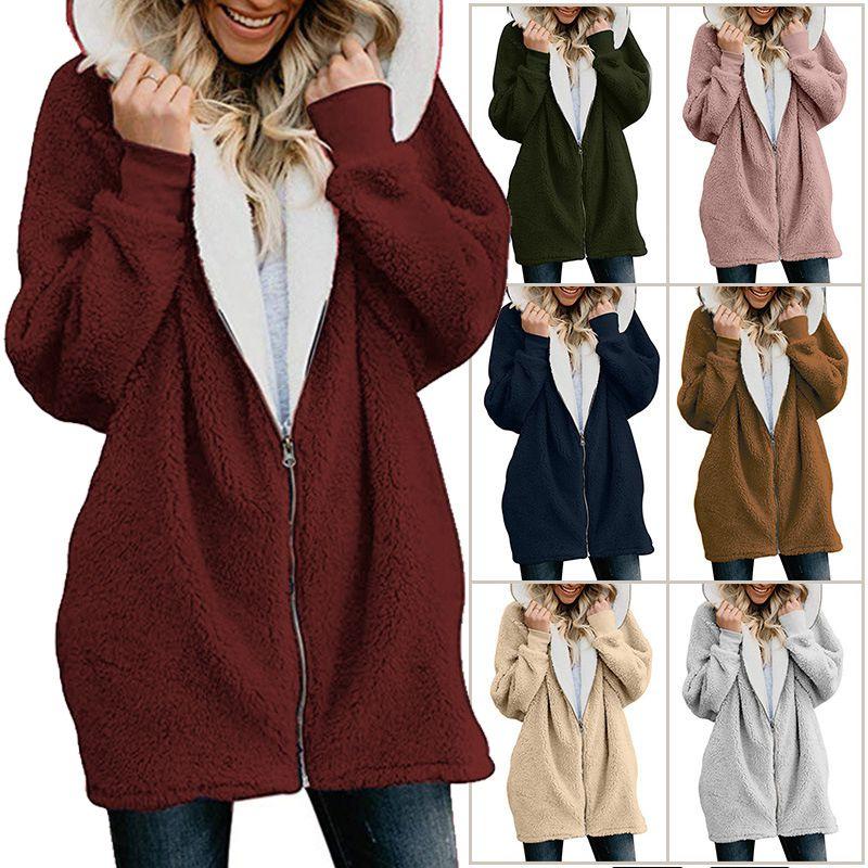 Cozy Women Ladies Warm Teddy Bear Fluffy Coat Hooded Faux Fleece Jacket Outwear For Ultimate Comfort