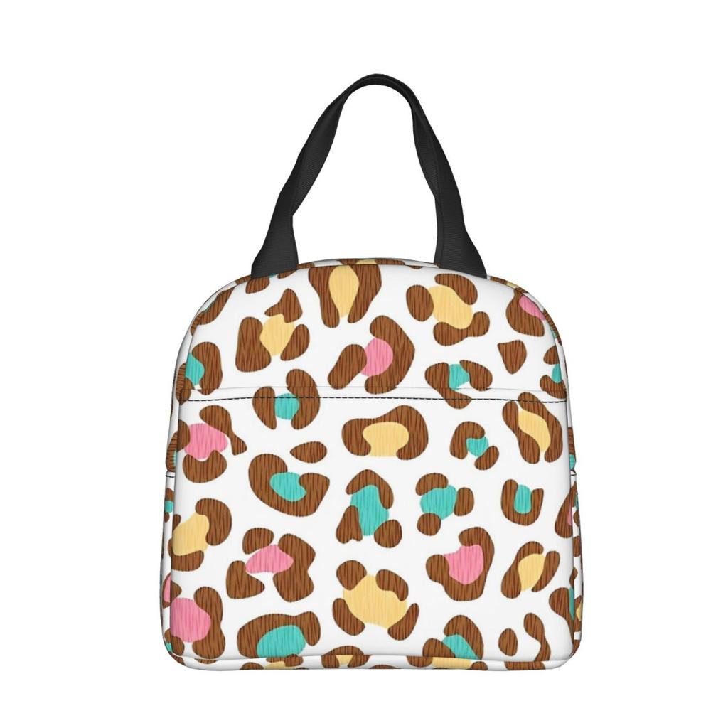 Rosa Leopard Tierprint Isoliert Lunchtasche Kühltasche Wiederverwendbar Großer Tragetasche Brotdose Aufbewahrungstaschen für Lebensmittel Büro Reise