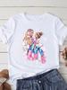 Cute Mom Womens ShortSleeved Printed Modal Shirt European Style Summer Fashion Personality Top for Women Modal fabric