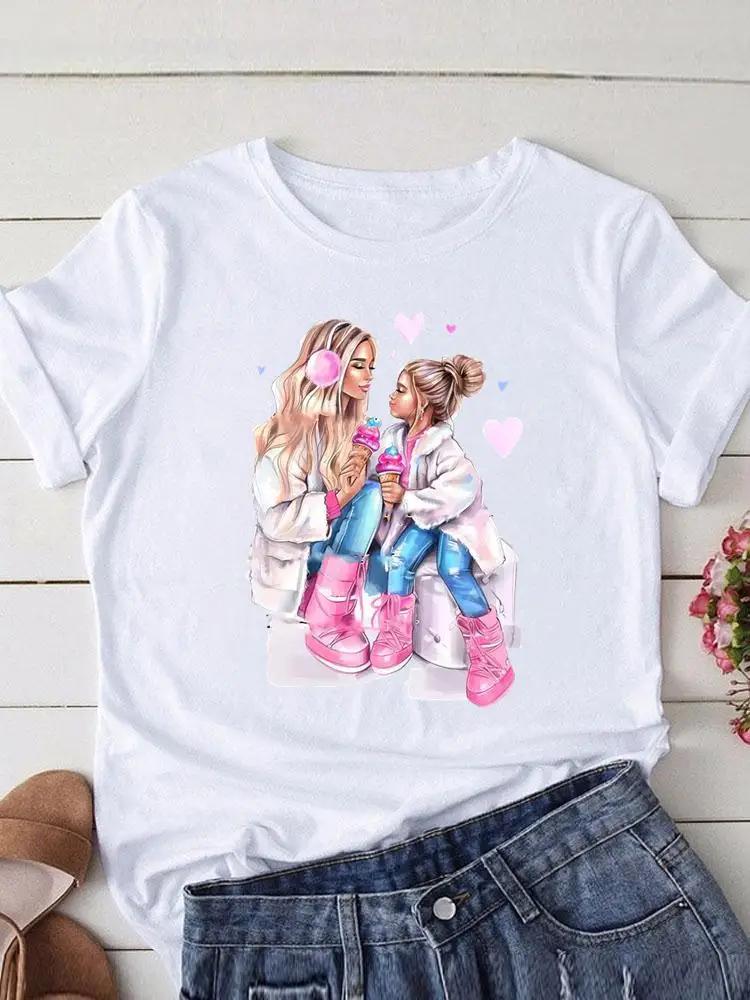 Cute Mom Womens ShortSleeved Printed Modal Shirt European Style Summer Fashion Personality Top for Women Modal fabric
