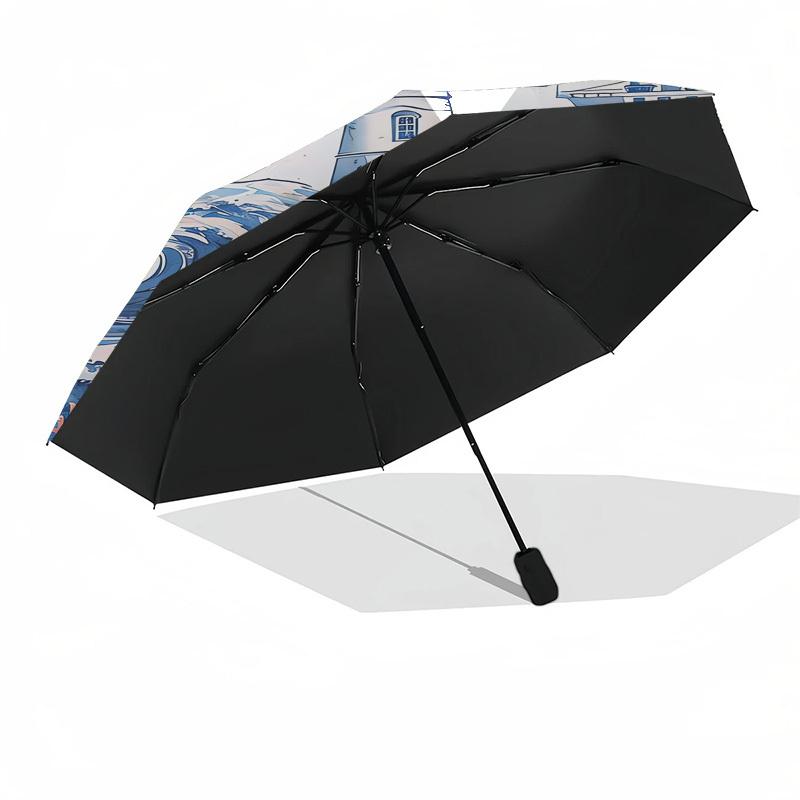 1pc Ocean Lighthouse Navigation Umbrella with Plastic Handle, Suitable for All Seasons Outdoor PT422