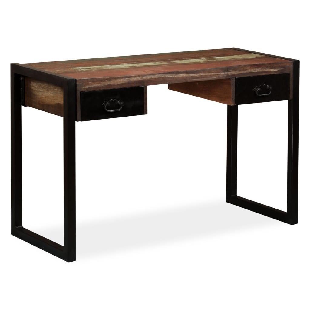 Industrial Style Desk with 2 Drawers Reclaimed Solid Wood 120 x 50 x 76 cm