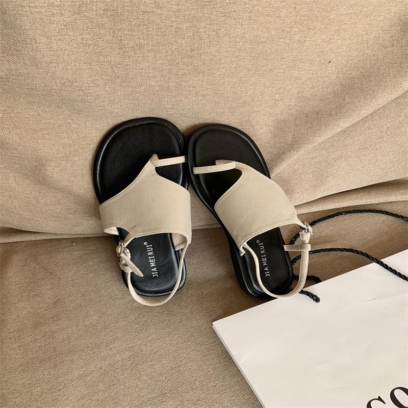 Fashion Beige Heeled Sandals Clear Shoes Slip-on Loafers Summer Women's Flip Flops Platform Soft Black Pearl Outside Elastic Band Girls