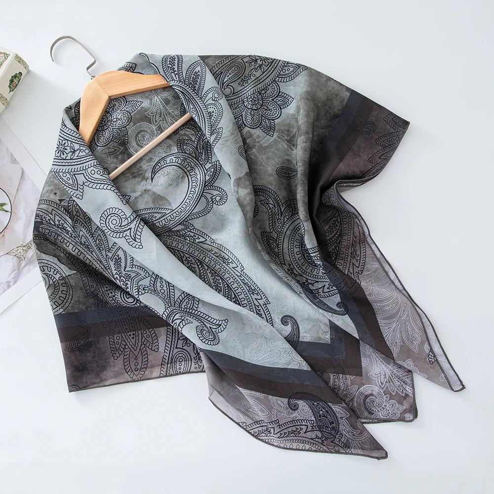 73Colors Malaysia Tudung Bawal Flower Print Hijab New Design Headscarf Premium Cotton Voile Soft Fashion Muslim Square Scarf