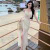 French Retro Lace Dress Vacation Summer Tube Top Hollow Temperament Banquet Birthday Dress