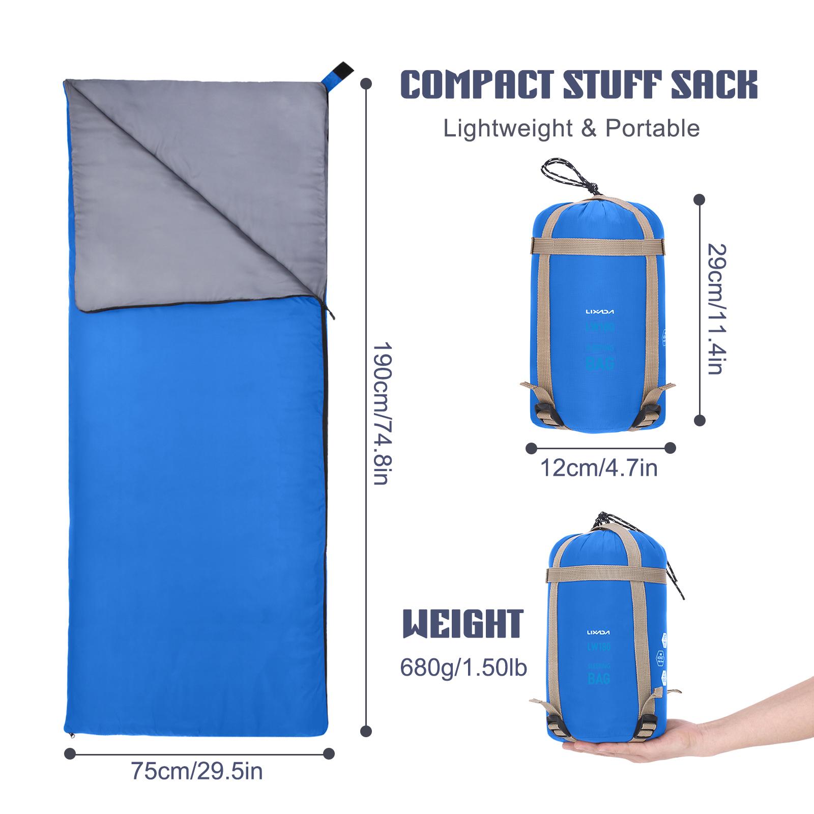 

Lixada 190 * 75cm Outdoor Portable Envelope Sleeping Bag Camping Travel Hiking Multifunction Ultra-light 680g Backpacking синий