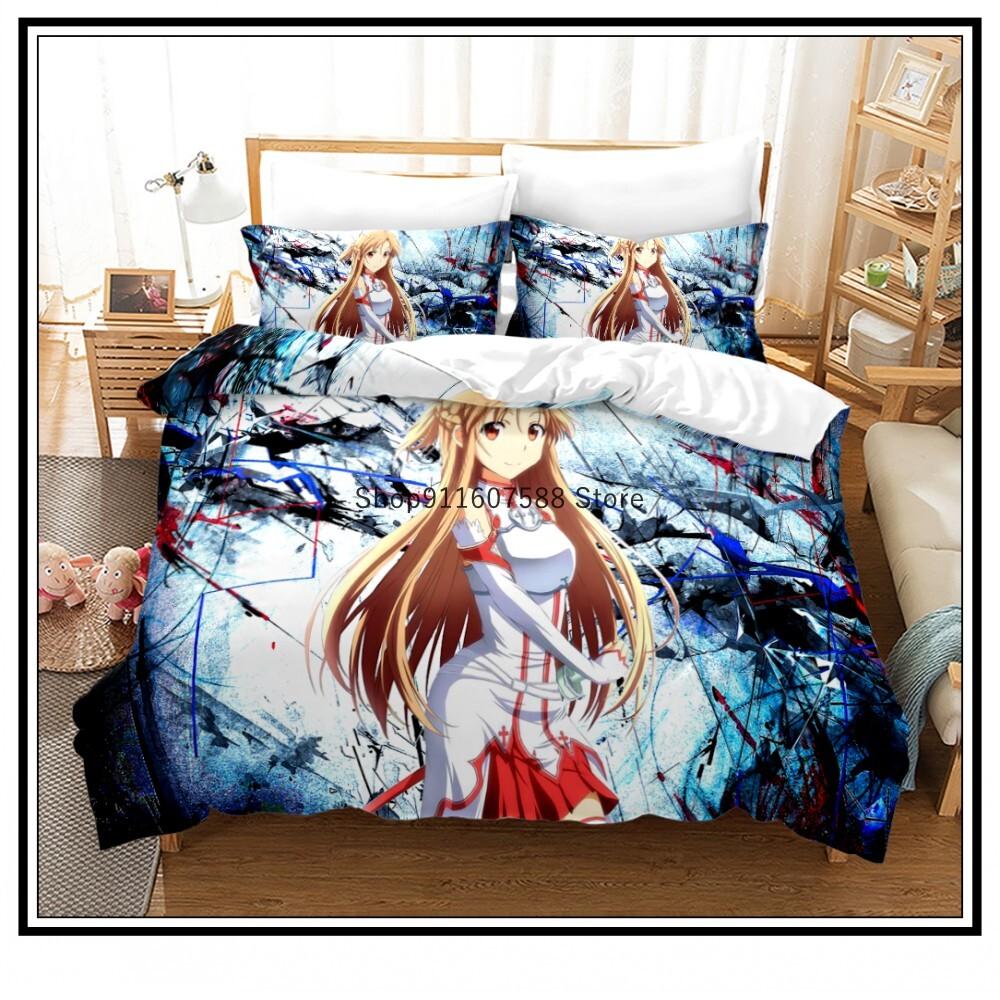 

Comforter Anime Sword Art Online S 3D Printed Bedding Set S Kids Bedclothes Luxury Home Textiles Comforter (quilt)-EU Single(135*200cm)3pcs