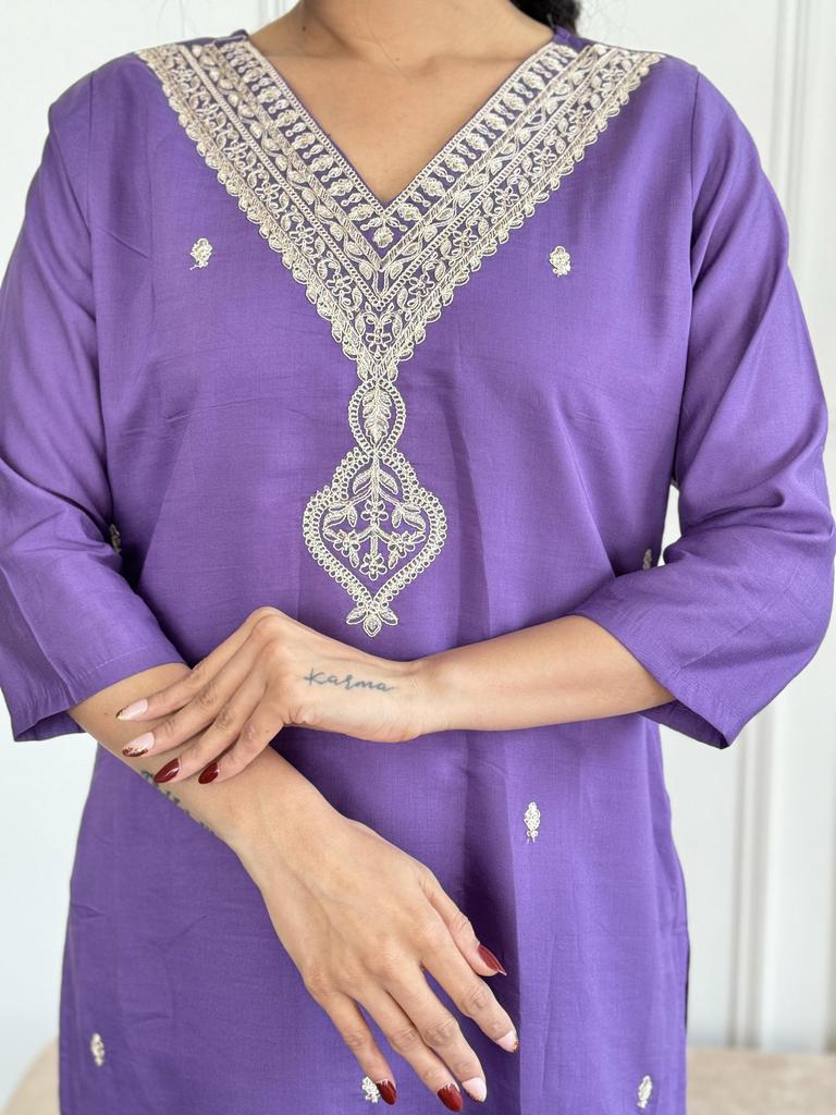 Women Designer Chanderi Kurta Pant Dupatta Set Indian Bollywood Top Tunic Kurti Salwar Suit