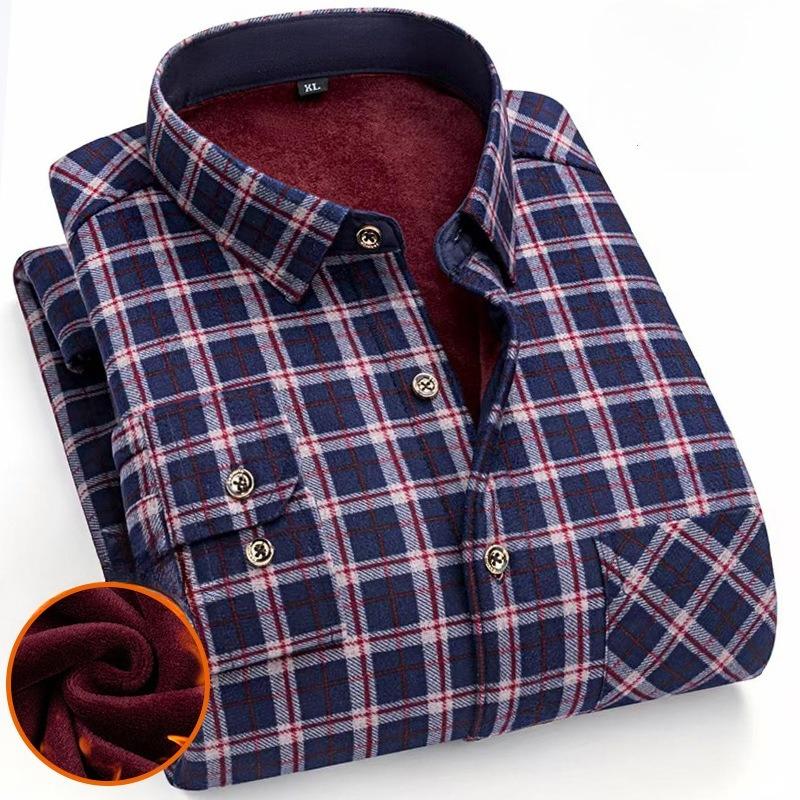 Men's Winter Sherpa Lined Flannel Shirt Jackets Long Sleeve Button Down Fleece Dress Shirts for Men Casual Warm Comfortable Thermal Shirt With Pockets