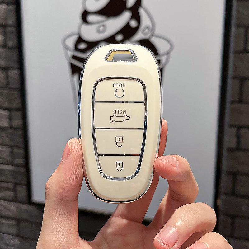 Tpu Car Key Case Cover Shell Fob For Hyundai Tucson Solaris Sonata Hybrid Nexo Nx4 Santafe Dn8 4 Buttons