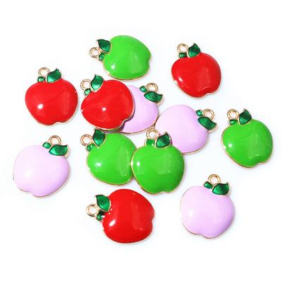 10pcs 19x16mm Enamel Apple Charms Pendant Alloy Metal Fruit Craft DIY Jewelry Making Accessories for EarringsNecklace Bracelets