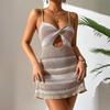 Nuova Felpa da Donna Abito da Spiaggia Spice Allacciato a Righe Halter Sexy con Dettagli Cut-Out