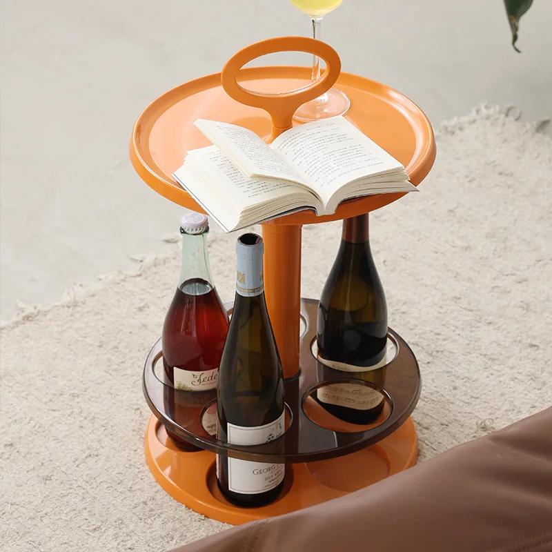 Wine Rack Sofa Side Table Small Furniture Convenient Hand Carry Small Wine Table Afternoon Tea Dining Table Simple