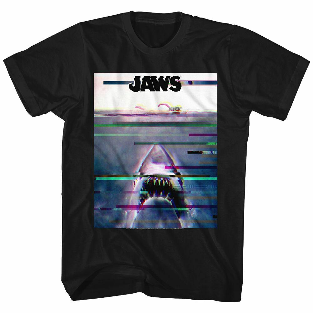Jaws Glitchy Black Adult T-Shirt Mens Womens Tees Top S