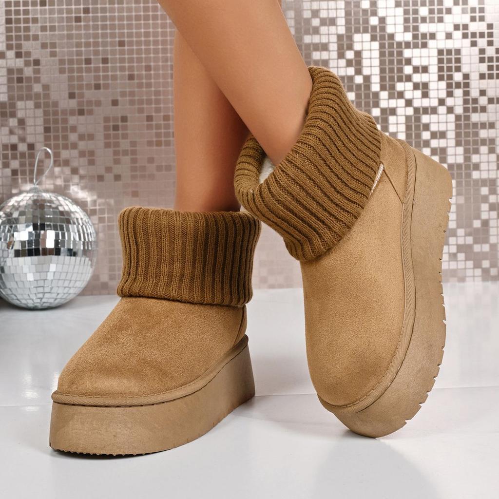 Thick-soled Stacking Socks Cover Snow Boots Women's 2025 Autumn New Medium Tube Retro Matte Height-increasing and Thin Women's Boots