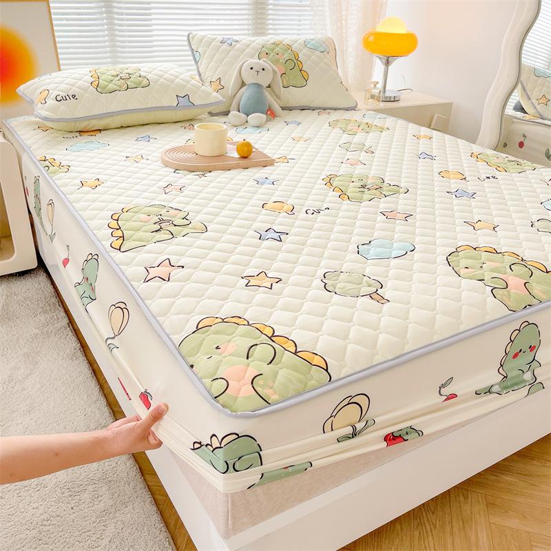 Maternal and Baby Grade Cotton Padded Bed Sheet, Skin Friendly Matte Print, Thickened Simmons Mattress, All Inclusive Protective Cover